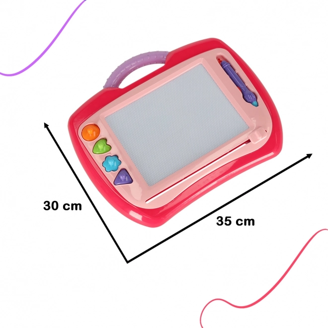 Dětská magnetická kreslící tabule s razítky růžová XL