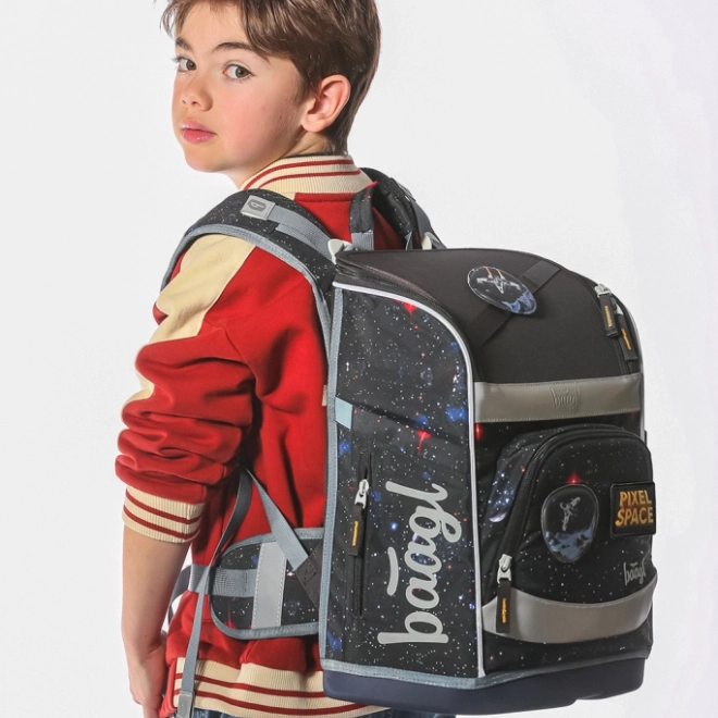 Školní set BAAGL: Zippy Plus Pixel Space - aktovka, penál, sáček