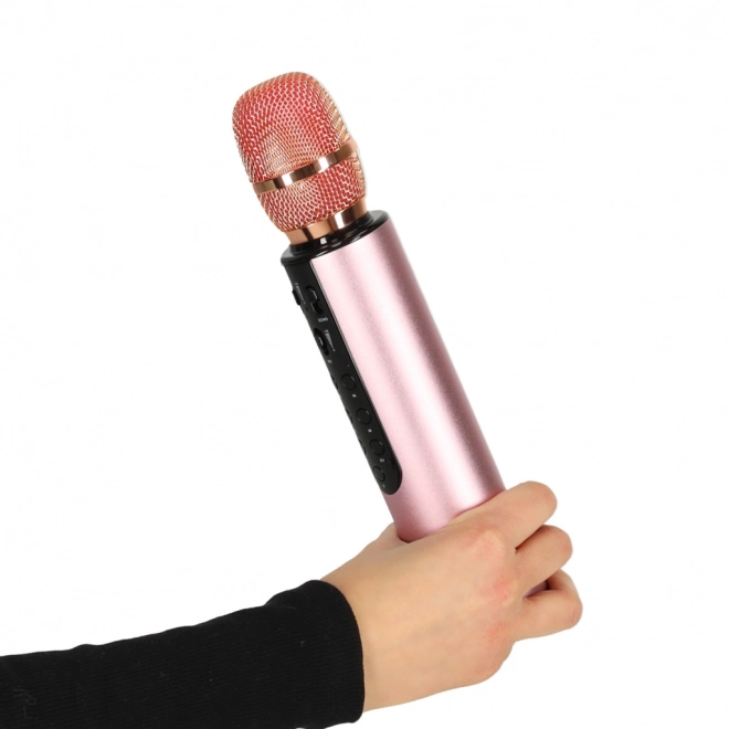 Růžový karaoke mikrofon Bluetooth