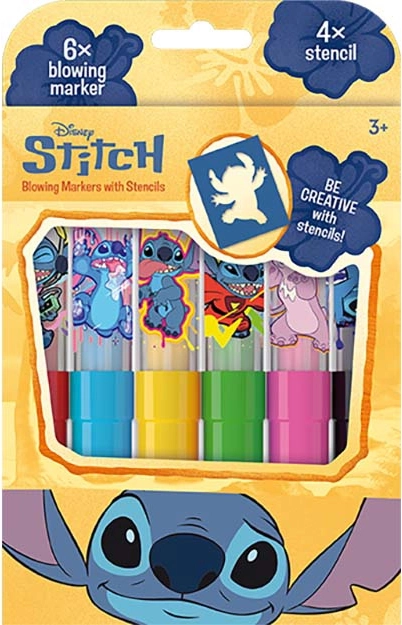 Foukací fixy Lilo & Stitch – sada 6 barev se šablonami