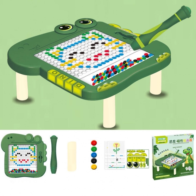 Vzdělávací magnetická tabulka Dinosaur Puzzle Pad Green
