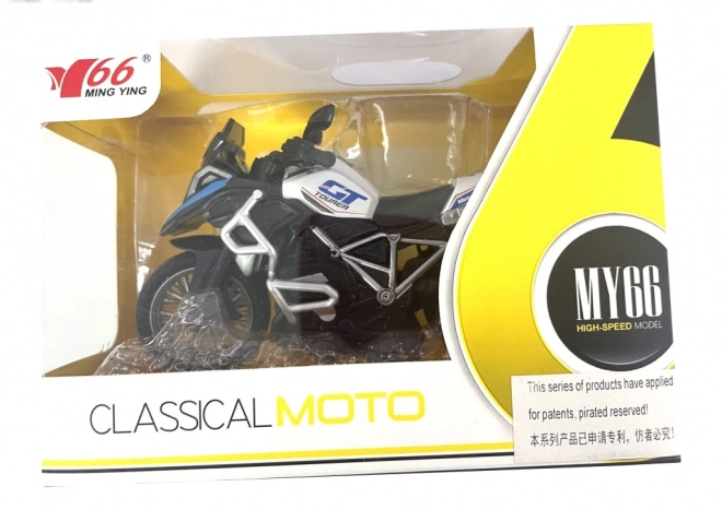 Závodní motorka s pružinovým pohonem