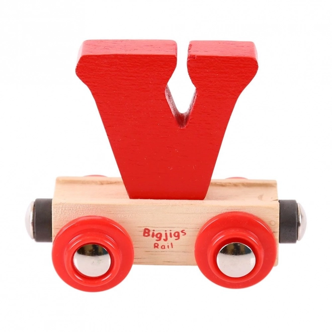 Bigjigs Rail Vagónek dřevěné vláčkodráhy - Písmeno V