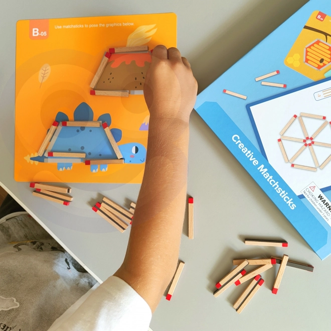 Dřevěná Montessori skládačka kreativní zápalky