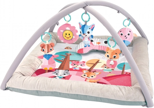 Hrací deka 3D Forest Pink s hrazdičkou a podpůrným polštářkem
