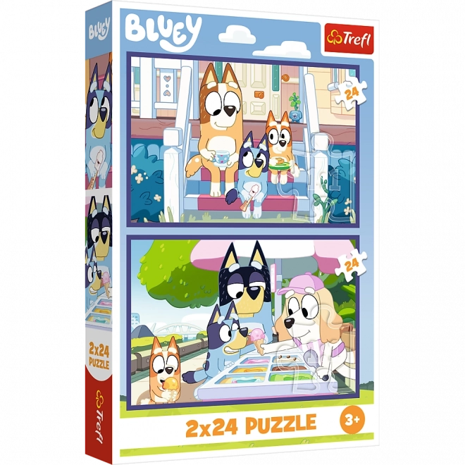 Puzzle 2x24 zábavná Bluey od BBC Trefl