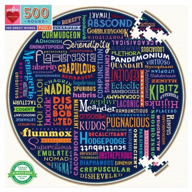 Kulaté puzzle 100 skvělých slov 500 dílků