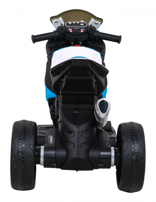 BMW HP4 Dětská motorka na baterie Modrá + 3 kola + LED + MP3 USB + Eko kůže
