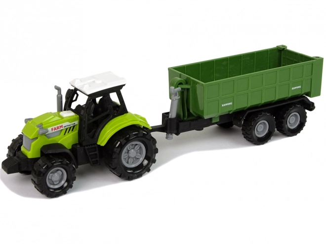Traktor s odpojitelným přívěsem zelený