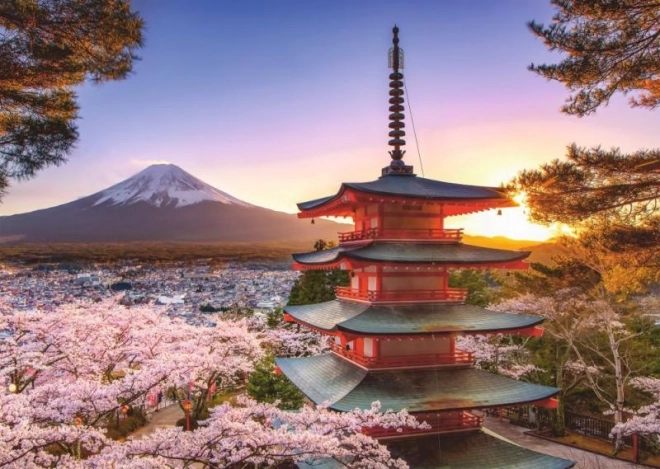 Puzzle Rozkvetlé třešně v Japonsku 1000 dílků