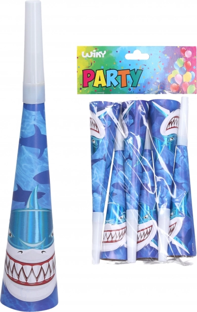 Párty trumpetky žralok 20 cm, 6 ks