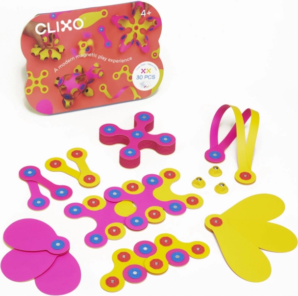 Magnetické bloky Clixo Crew pack, růžová a žlutá