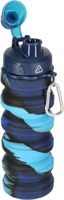 Skládací silikonová láhev na vodu s držadlem 500ml modrá