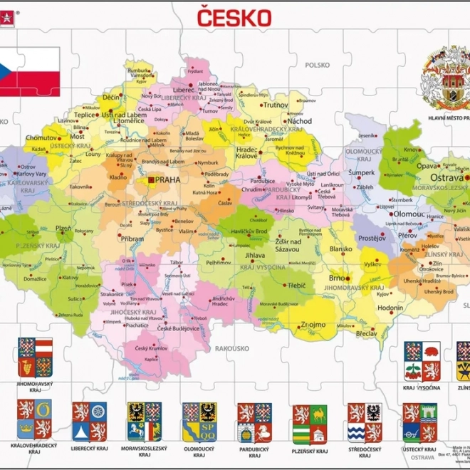 Larsen puzzle Mapa České republiky s kraji 70 dílků
