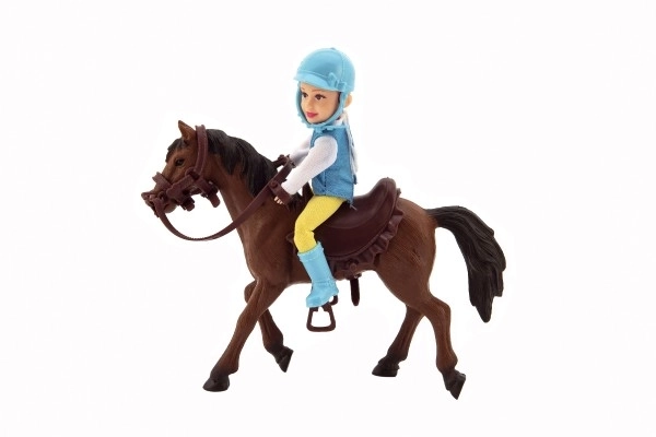 Kůň + panenka/panáček žokej plast 20cm v krabici 23x23x9,5cm
