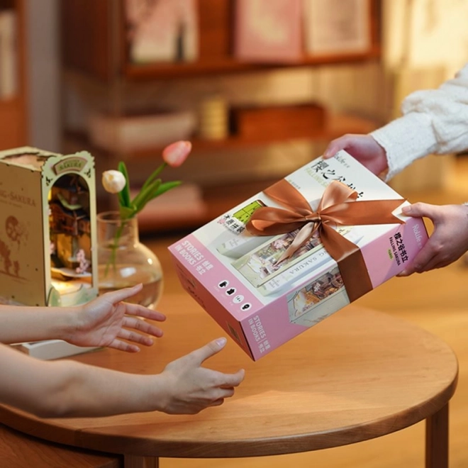 RoboTime 3D Puzzle Zarážka na knihy "Falling Sakura" (dřevěná)
