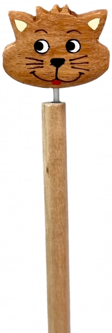 Dřevěná tužka s hlavou kočky