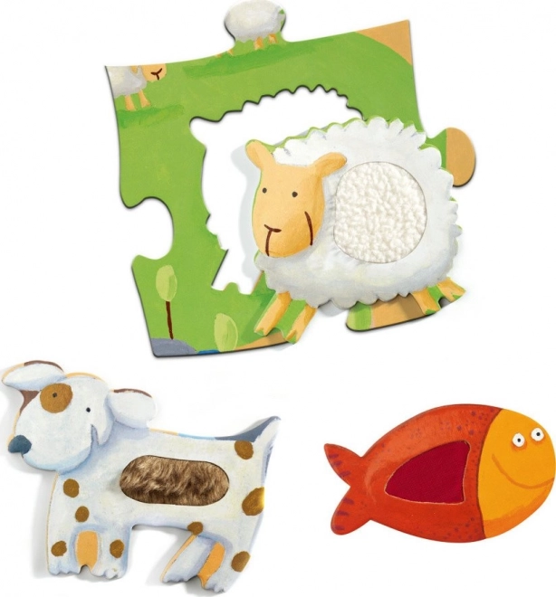 DJECO Hmatové vkládací puzzle Farma