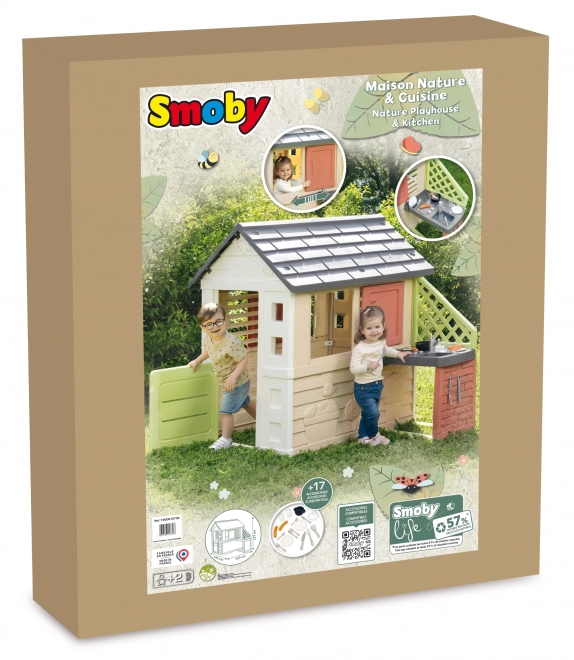 Smoby domek Nature s kuchyní a 17 doplňky