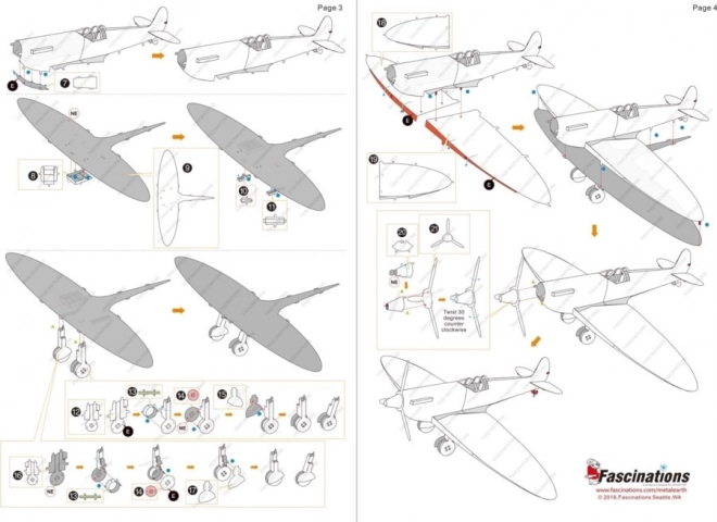 Kovová 3D stavebnice Letadlo Supermarine Spitfire
