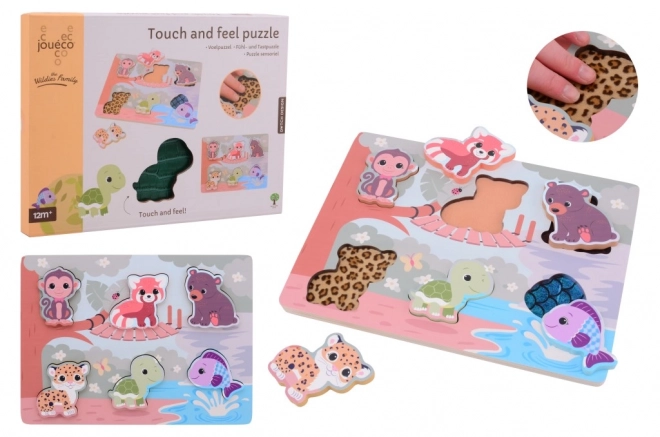 Dřevěné puzzle hmatové se zvířátky Jouéco® 
