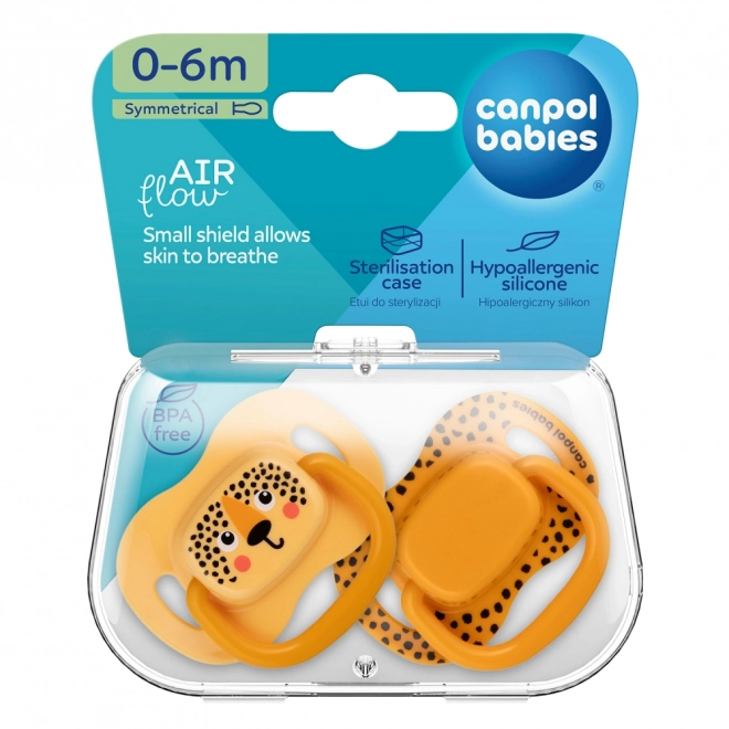Canpol babies Set symetrických silikonových dudlíků MOUNTAINS 0-6m 2ks – oranžový