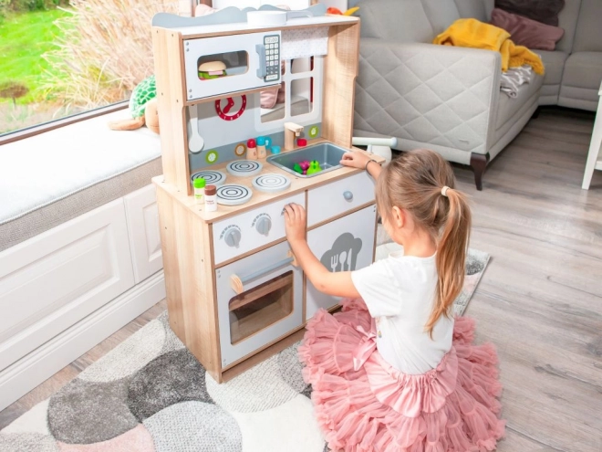 Dřevěná dětská kuchyňka s příslušenstvím Ecotoys
