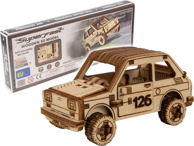 Dřevěné 3D puzzle - Model rallye auta 3 (Fiat 126)
