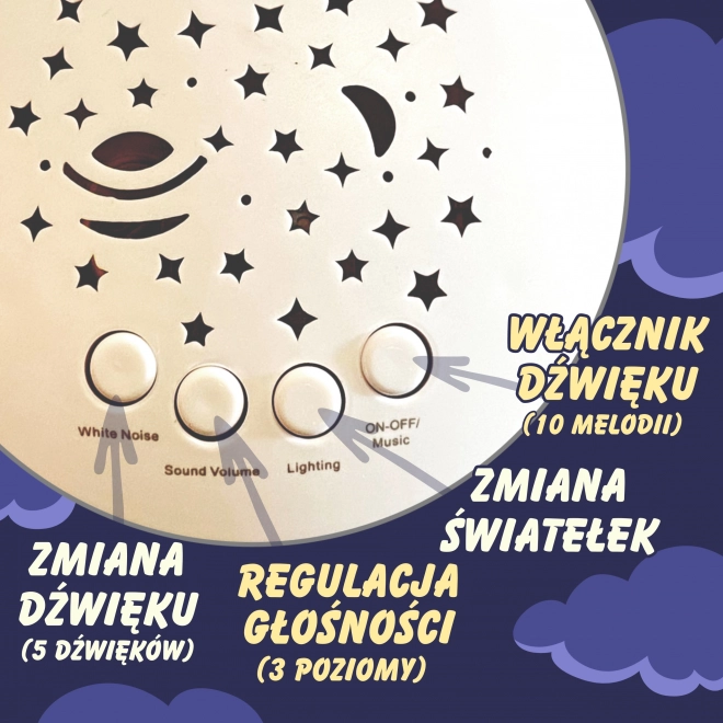 Sova plyšová ukolébavka s projektorem 2v1 - 10 ukolébavek