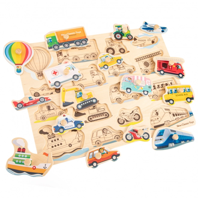 Dřevěné Vkládací Puzzle Dopravní Prostředky