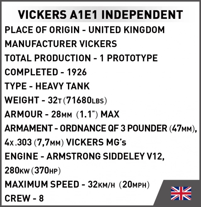 Konstrukční sada tanku Vickers A1E1 Independent