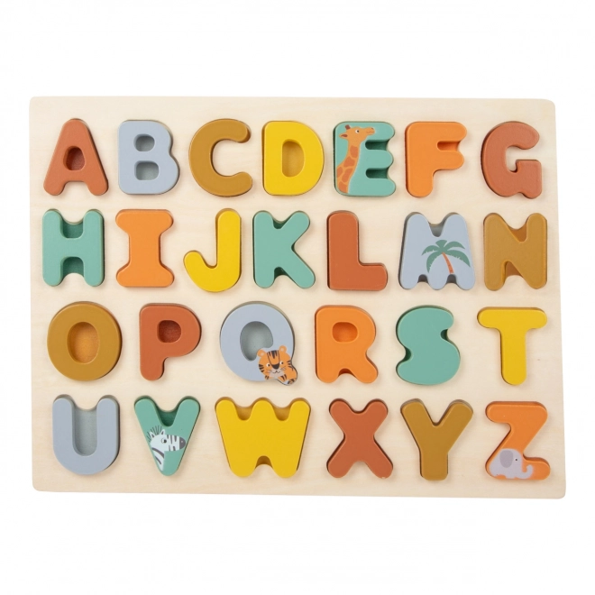 Vkládací dřevěné puzzle Safari Abeceda