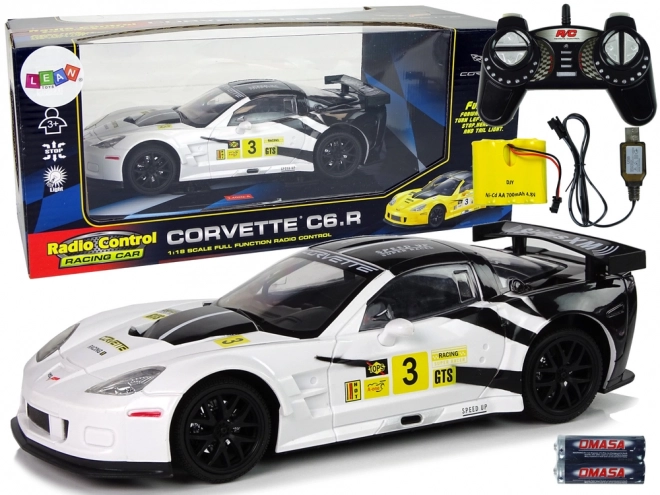 Závodní sportovní auto R/C 1:18 Corvette C6.R White 2.4 G Lights