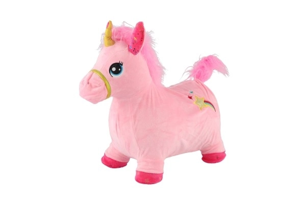 Hopsadlo jednorožec plyš růžové výška sedla 23cm na baterie se zvukem v krabici 34,5x13x22cm 12m+