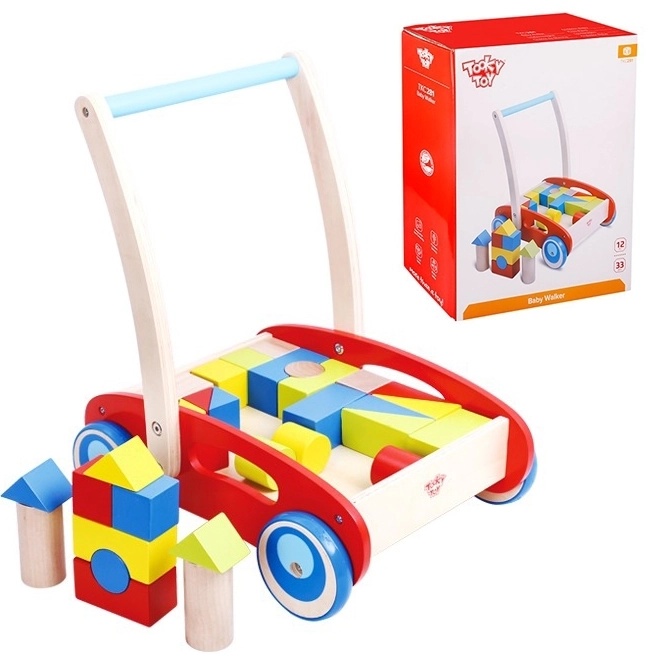 Dřevěný chodítko s kostkami Tooky Toy
