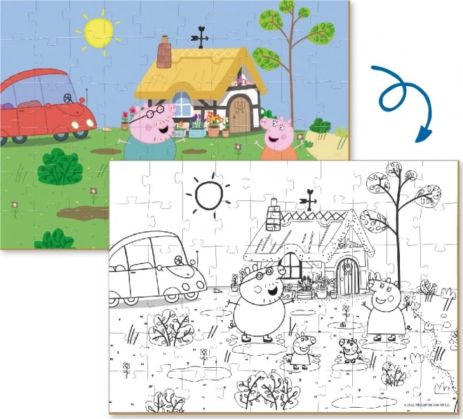 DODO Oboustranné puzzle Prasátko Peppa 60 dílků – Na chalupě