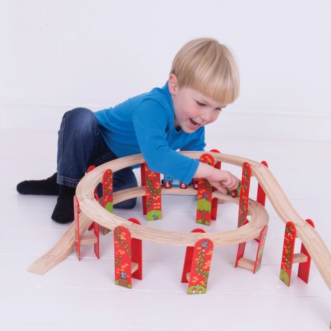 Bigjigs Rail víceúrovňová dřevěná kolejová stavebnice