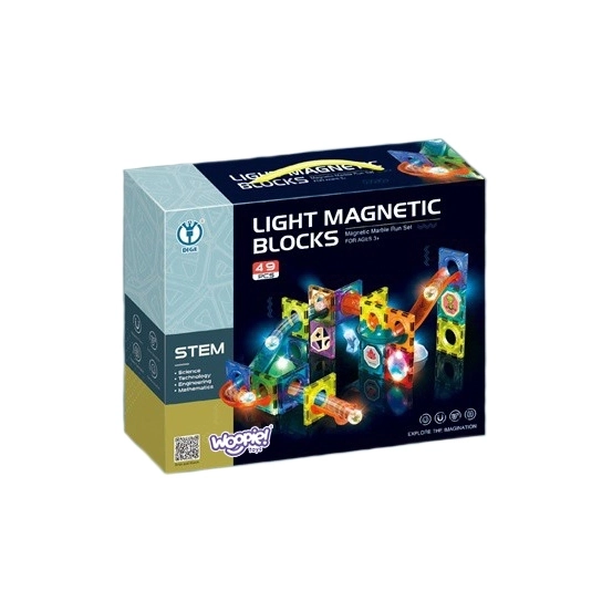 Woopie magnetická stavebnice svítící kuličková dráha 49 dílků