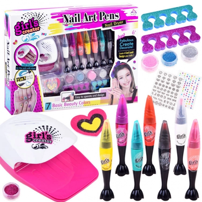 Nail art set pro děti lak na nehty samolepky třpytky ZA3703