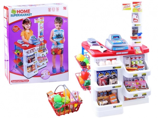 Dětský supermarket s pokladnou a skenerem