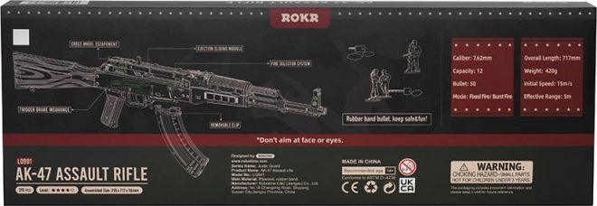 RoboTime 3D Dřevěné mechanické puzzle Útočná puška AK-47