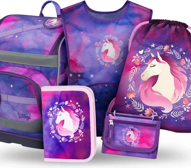 Set BAAGL Zippy Plus Kůň: Aktovka, Penál, Sáček, Zástěra, Peněženka