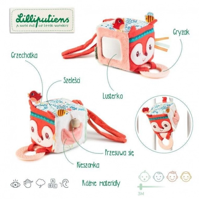 Lilliputiens -  textilní kostka s aktivitami - liška Alice