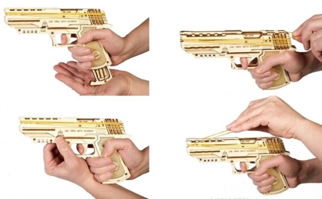 Mechanická 3D skládačka pistole UGEARS Wolf-01