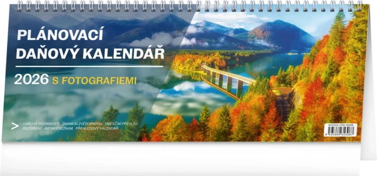 Stolní kalendář Plánovací daňový s fotografiemi 2026