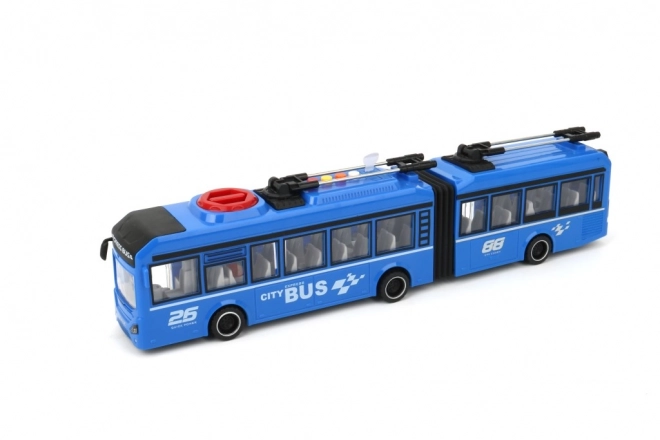 Modrý trolejbus ve velikosti 1:16