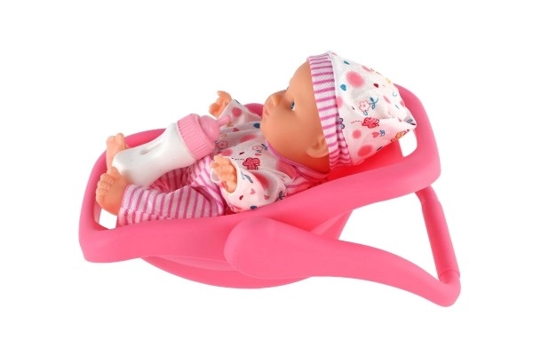 Miminko/Panenka pevné tělo plast 25cm v nosítku s lahvičkou 2 barvy v blistru