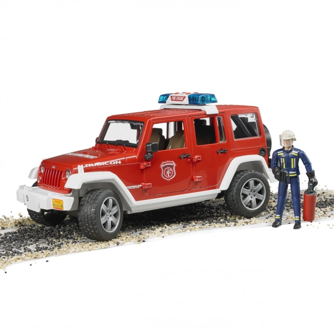 Červený požární Jeep Wrangler s figurkou a příslušenstvím