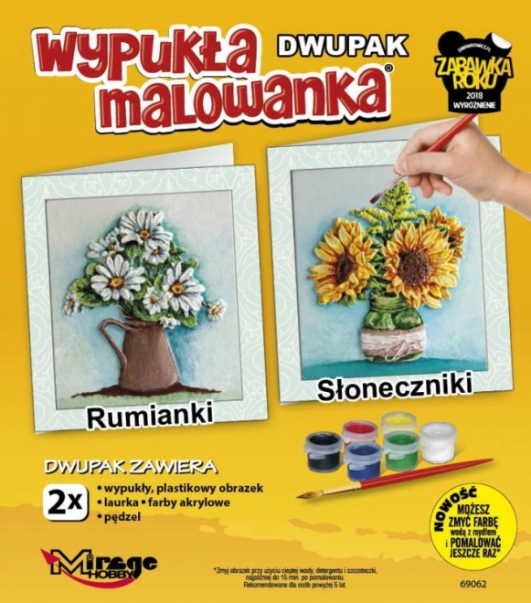 Vypouklé malované dvoubalení Květiny Heřmánek-Slunečnice