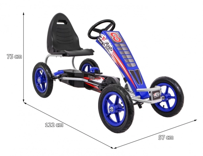 Motokára Full Ahead AIR s pedály pro děti 3+ Modrá + Nastavení sedadla + Nafukovací kola + Ruční brzda